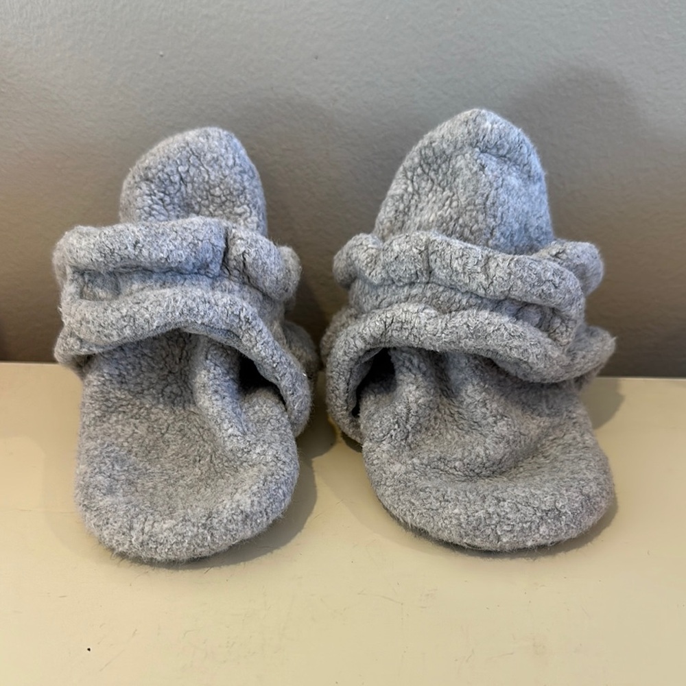 Cozy Gray Fleece Baby Booties